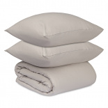 Изображение: Комплект постельного белья изо льна и хлопка серо-бежевого цвета из коллекции Essential