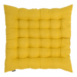 Изображение: Подушка на стул из стираного льна горчичного цвета из коллекции Essential