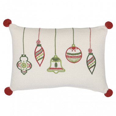 картинка Подушка декоративная с вышивкой Christmas decorations из коллекции New Year Essential от магазина Tkano
