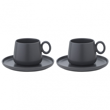 картинка Набор из двух чайных пар темно-серого цвета из коллекции Essential, 250 мл от магазина Tkano