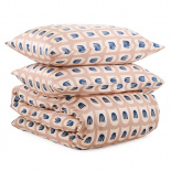 Изображение: Комплект постельного белья из сатина бежево-розового цвета с принтом Blossom time из коллекции Cuts&Pieces