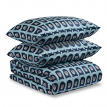 Изображение: Комплект постельного белья из сатина голубого цвета с принтом Blossom time из коллекции Cuts&Pieces