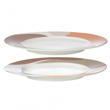картинка Набор из двух тарелок бежевого цвета с авторским принтом из коллекции Freak Fruit, 27см от магазина Tkano