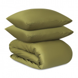 Изображение: Комплект постельного белья из премиального сатина оливкового цвета из коллекции Essential