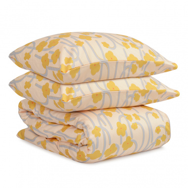 картинка Комплект постельного белья горчичного цвета с принтом Полярный цветок из коллекции Scandinavian touch от магазина Tkano