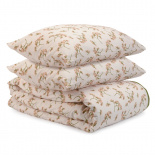 Изображение: Комплект постельного белья из сатина оливкового цвета с принтом "Степное цветение" из коллекции Prairie