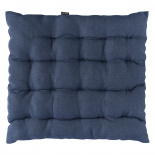 Изображение: Подушка на стул из стираного льна синего цвета из коллекции Essential
