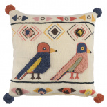 Изображение: Чехол на подушку в этническом стиле с помпонами и вышивкой Птицы из коллекции Ethnic