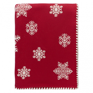 картинка Плед из хлопка с новогодним рисунком Fluffy snowflakes из коллекции New Year Essential от магазина Tkano