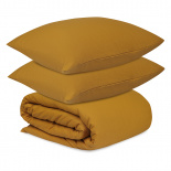 Изображение: Комплект постельного белья изо льна и хлопка цвета карри из коллекции Essential