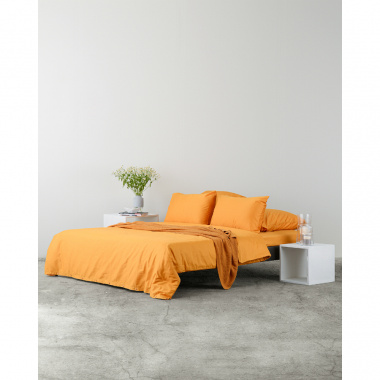 картинка Комплект постельного белья из сатина цвета шафрана из коллекции Wild от магазина Tkano