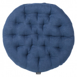 Изображение: Подушка на стул круглая из стираного льна синего цвета из коллекции Essential