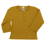 Изображение: Рубашка из хлопкового муслина горчичного цвета из коллекции Essential