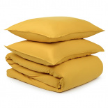 Изображение: Комплект постельного белья горчичного цвета из органического стираного хлопка из коллекции Essential