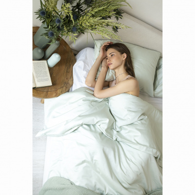 картинка Комплект постельного белья из сатина мятного цвета из коллекции Wild от магазина Tkano