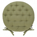 Изображение: Подушка на стул круглая из хлопка оливкового цвета из коллекции Essential