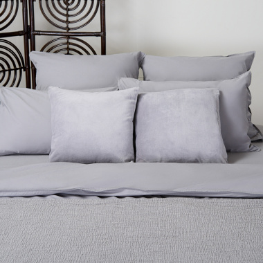 картинка Комплект постельного белья серого цвета из органического стираного хлопка из коллекции Essential от магазина Tkano