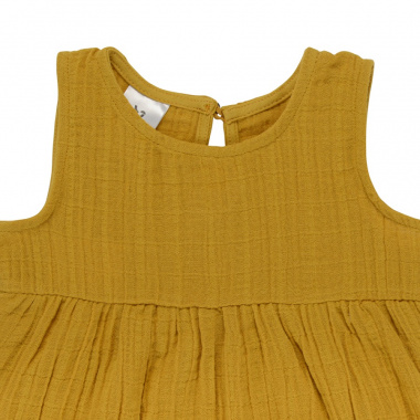 картинка Платье без рукава из хлопкового муслина горчичного цвета из коллекции Essential от магазина Tkano