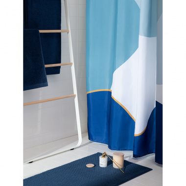 картинка Коврик для ванной ворсовый из чесаного хлопка темно-синего цвета из коллекции Essential от магазина Tkano