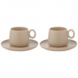 Изображение: Набор из двух чайных пар бежевого цвета из коллекции Essential, 250 мл