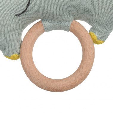 картинка Погремушка из хлопка с деревянным держателем Слоник Lou из коллекции Tiny world от магазина Tkano