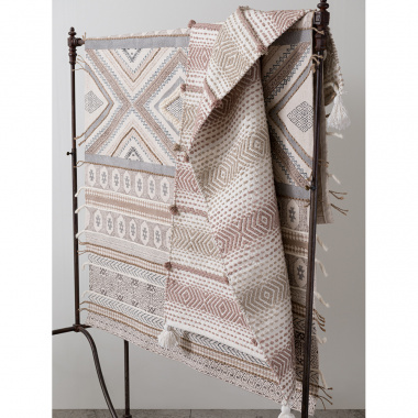картинка Ковер из хлопка, шерсти и джута с геометрическим орнаментом из коллекции Ethnic от магазина Tkano