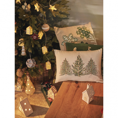 картинка Подушка декоративная с вышивкой Snow flakes из коллекции New Year Essential от магазина Tkano