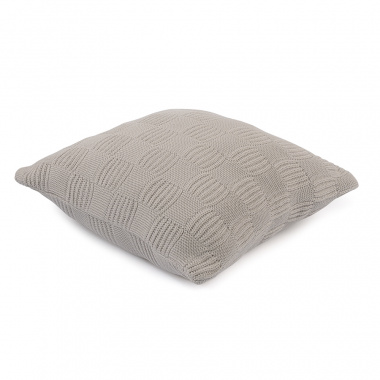 картинка Подушка из хлопка рельефной вязки светло-серого цвета из коллекции Essential, 45х45 см от магазина Tkano