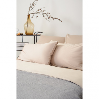 картинка Комплект постельного белья из сатина бежевого цвета из коллекции Essential от магазина Tkano
