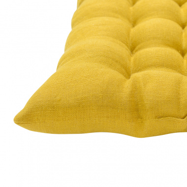 картинка Подушка на стул из стираного льна горчичного цвета из коллекции Essential от магазина Tkano