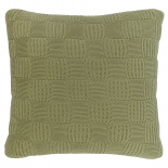 Изображение: Подушка из хлопка рельефной вязки травянисто-зеленого цвета из коллекции Essential, 45х45 см