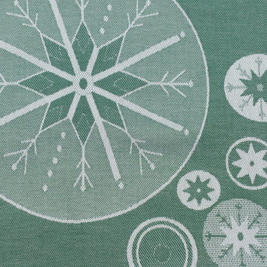 картинка Салфетка сервировочная из хлопка зеленого цвета с жаккардовым рисунком Ледяные узоры из коллекции New Year Essential от магазина Tkano