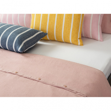 картинка Чехол на подушку декоративный в полоску цвета пыльной розы из коллекции Essential от магазина Tkano