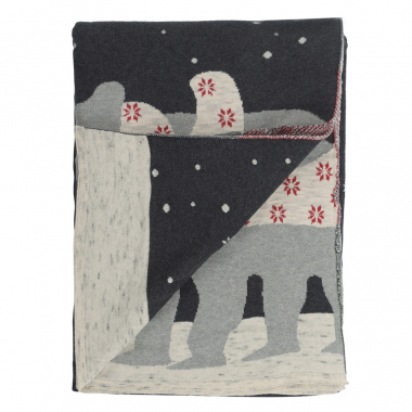 картинка Плед из хлопка с новогодним рисунком Polar bear из коллекции New Year Essential, 130х180 см от магазина Tkano