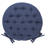Изображение: Подушка на стул круглая из хлопка темно-синего цвета из коллекции Essential