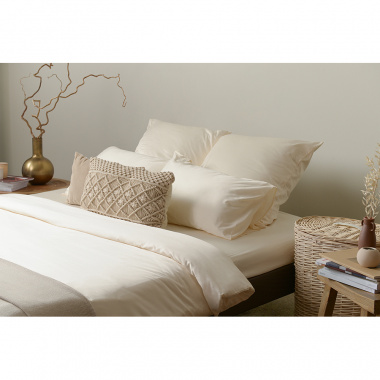 картинка Комплект постельного белья из сатина кремового цвета из коллекции Essential от магазина Tkano