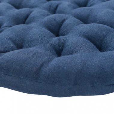 картинка Подушка на стул круглая из стираного льна синего цвета из коллекции Essential от магазина Tkano