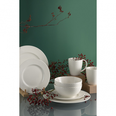 картинка Набор из двух салатников белого цвета с фактурным рисунком из коллекции Essential, 16см от магазина Tkano