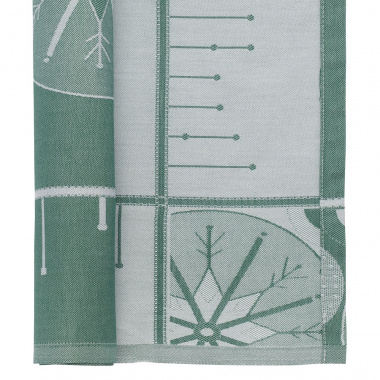 картинка Салфетка сервировочная из хлопка зеленого цвета с жаккардовым рисунком Ледяные узоры из коллекции New Year Essential от магазина Tkano