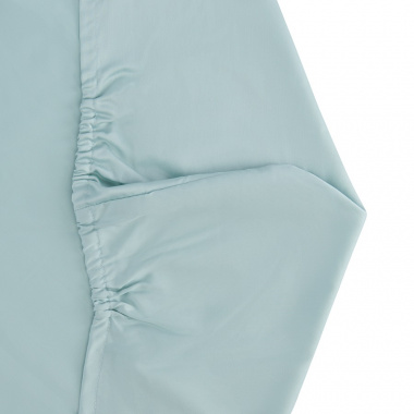 картинка Простыня овальная на резинке из сатина голубого цвета из коллекции Essential от магазина Tkano