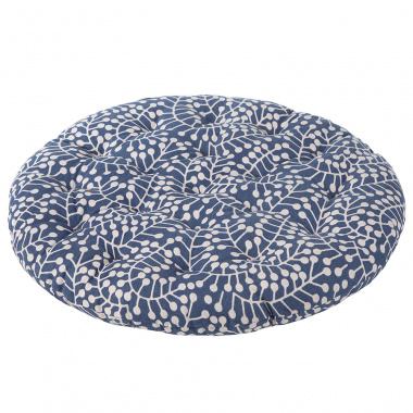 картинка Подушка на стул круглая  темно-синего цвета с принтом Спелая Смородина из коллекции Scandinavian touch от магазина Tkano