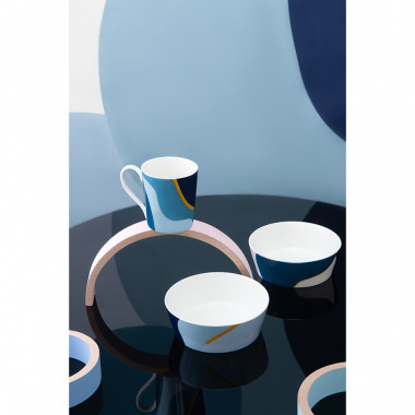 картинка Набор из двух салатников синего цвета с авторским принтом из коллекции Freak Fruit, 16см от магазина Tkano