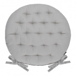 Изображение: Подушка на стул круглая из хлопка серого цвета из коллекции Essential