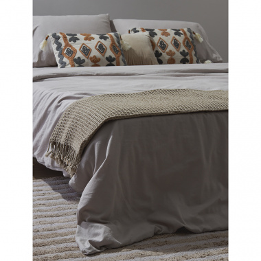 картинка Комплект постельного белья изо льна и хлопка серо-бежевого цвета из коллекции Essential от магазина Tkano