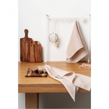 картинка Набор из двух вафельных полотенец изо льна бежевого цвета из коллекции Essential от магазина Tkano