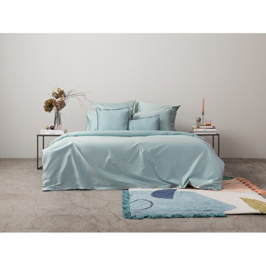 картинка Комплект постельного белья из сатина голубого цвета из коллекции Essential от магазина Tkano