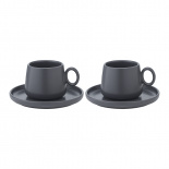 Изображение: Набор из двух чашек с блюдцами темно-серого цвета из коллекции Essential, 120 мл