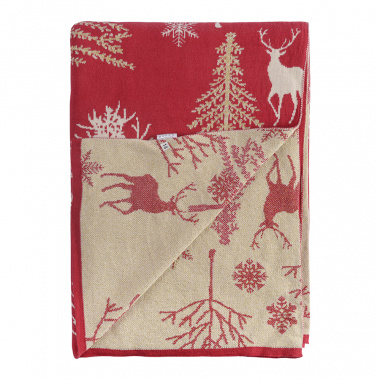 картинка Плед из хлопка с новогодним рисунком Winter fairytale из коллекции New Year Essential от магазина Tkano