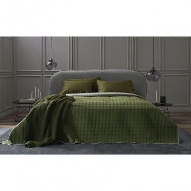 картинка Комплект постельного белья из премиального сатина оливкового цвета из коллекции Essential от магазина Tkano