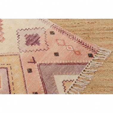 картинка Ковер из хлопка с этническим орнаментом цвета лаванды из коллекции Ethnic от магазина Tkano